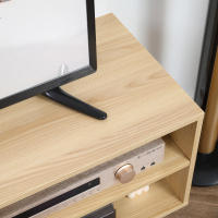 HOMCOM Mueble para TV Moderno Mesa para TV de Salón con 2 Puertas y 2 Estantes de Almacenaje para Televisores de hasta 46" para Dormitorio 110x39x48,8 cm Natural y Blanco - details 3