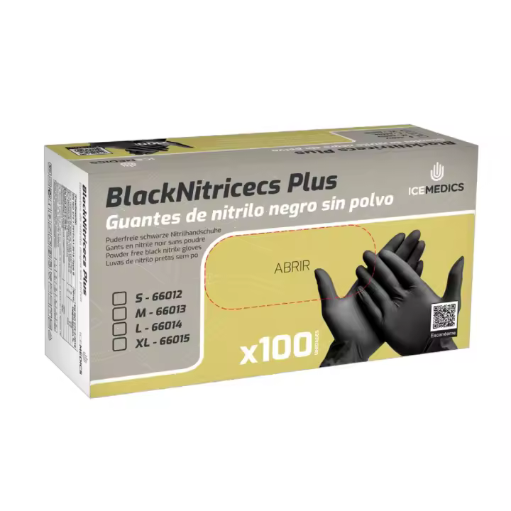 ICEMEDICS Guantes de Nitrilo Negro Sin Polvo - 1