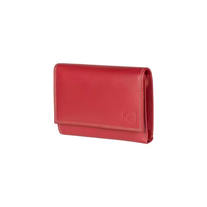 K10233VB | Cartera de Mujer en Cuero Genuino lleno de Flores, con trigo ligero. Color rojo. Tamaño Cerrado: CM 14x10,5x2,5. Paquete: Caja de Giunte Fondo Duro/tapa Kaili Mood - 1