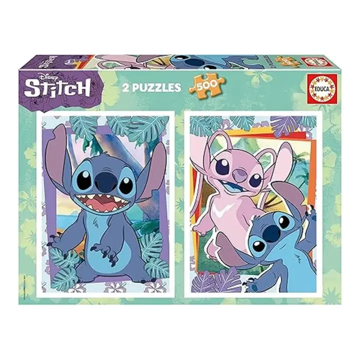 Pack de 2 Puzzles con Stitch y Angel de 500 Piezas Cada Uno - Educa Borras - 1