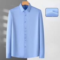 Camisa Social Para Hombre Antienvejecimiento Cuello En V Manga Larga Ajustada Blusa Negocios Blanco Oficina Tallas 5XL 6XL - details 8