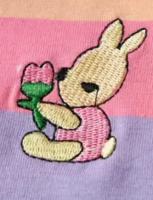 Girls Stylish & Casual Colorful Striped Rabbit Embroidered Cotton Dress for Spring & Summer - details 2