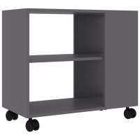 vidaXL Mesa auxiliar de madera de ingeniería 70x35x55 cm Blanco, Negro, Gris Mesa de sofá Mesa de Entrada para Salón Consola de Entrada Mueble Recibidor Mesita Mesa auxiliar Salon - details 0