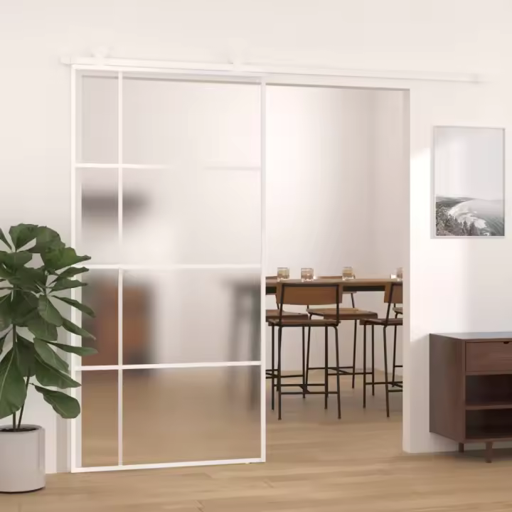 vidaXL Puerta Corredera Panel de Hogar Vidrio ESG Esmerilado y Aluminio Color Dorado,  Blanco,  Negro y mas - 1