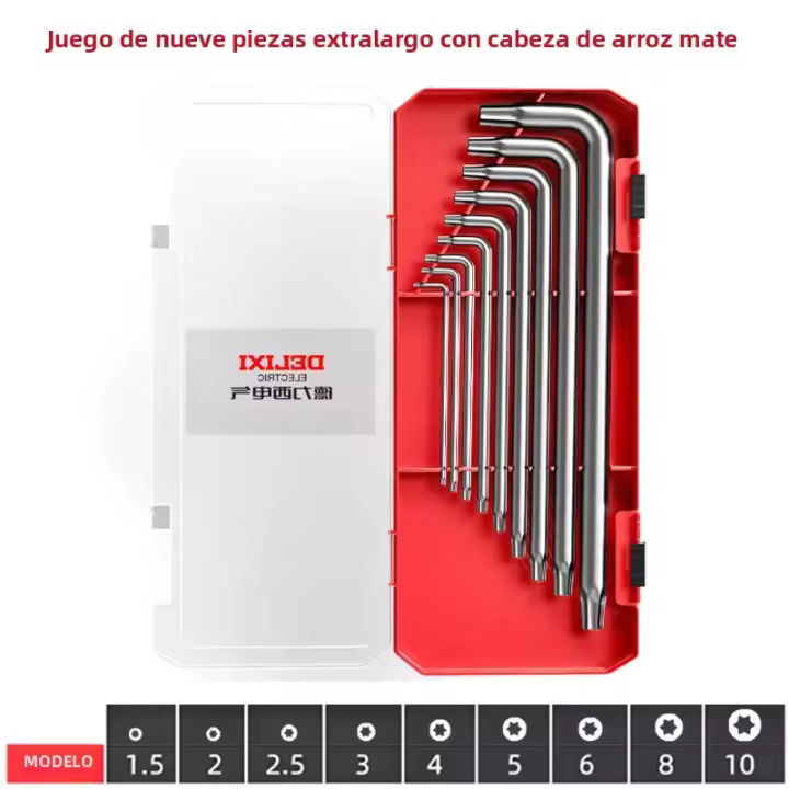 DELIXI SET DE LLAVES HEXAGONALES ELÉCTRICAS 9-PIECE Juego De Llaves De Hexágono Duraderas Herramientas Manuales Universales Para Reparación De Motocicletas - 1