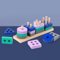 Bloques De Construcción De Madera Montessori Juguete Educativo Para Niños Y Niñas Desarrollo Temprano Aprendizaje Color Y Forma - details 0