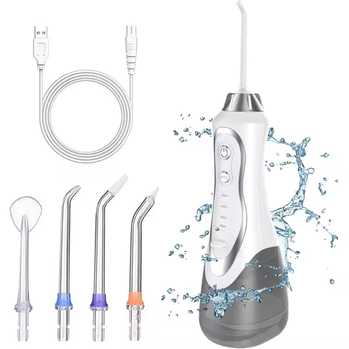 Irrigador Bucal Portatil, Irrigador Dental con 4 Boquillas 4 Modos,USB Recargable IPX7 Impermeable Irrigadores Bucales 320ML Para Limpiar en Profundidad,Para el Hogar y los Viajes - 1