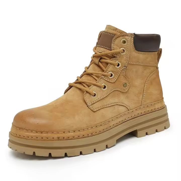 Botas De Moda Para Hombre Cuero Microfibra Marrón Antideslizantes Trabajo Casual Cowboy Botas Plataforma Cómodas Primavera/Tienda - 1