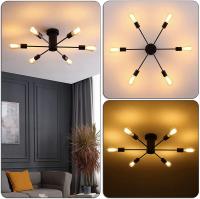 Lámpara De Techo De Hierro Nórdico Con 6 Luces Para Decoración De Piso Bajo Sala De Comedor Y Sala De Estar E27/E26 Soporte AC85-260V - details 8