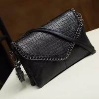 Bolso de hombre para mujer estilo casual cuero pu negro con cadena y estampada de Piedra bolso monedero de moda 2024 - details 0