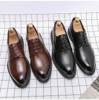 Zapatos De Cuero Para Hombre Estilo Británico De Negocios Con Punta Pointy Tamaño 46 Zapatos De Boda Tendencia Transpirables Con Cordones Y Diseño De Encaje - details 2