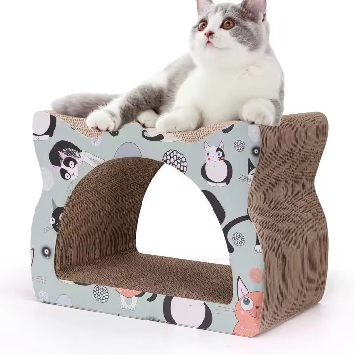 Nobleza - Rascador para gatos de cartón. Soporte de descanso con forma de gato con Catnip. - 1