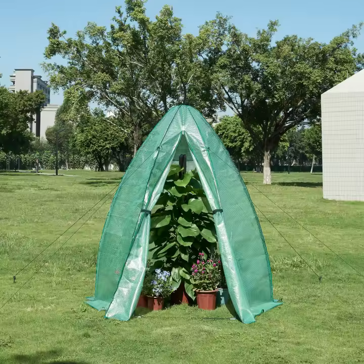 Invernadero de lámina exterior Hunze con cremallera acero y cubierta PE 183 x Ø 160 cm - Verde [en.casa] - 1