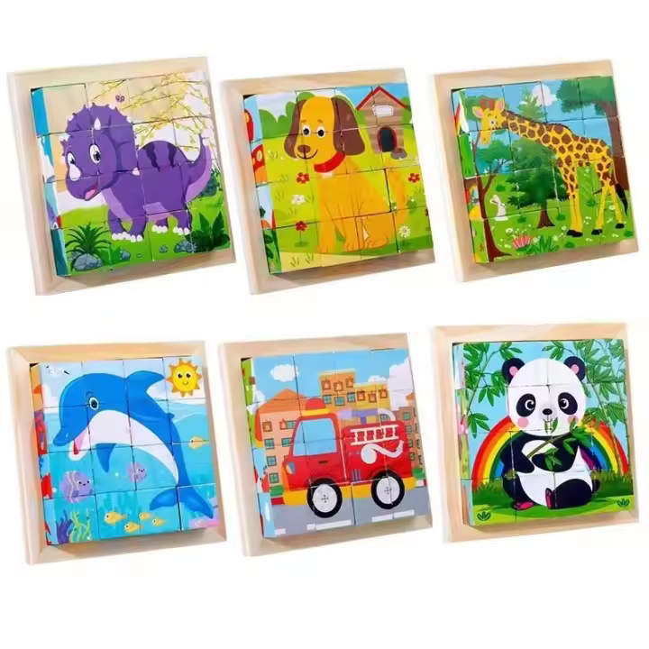 Juego Educativo De Rompecabezas 3D En Madera Para Niños Set De Seis Cubos Trays De Almacenamiento Divertido Juguete Para Edad 3-6 Años - 1