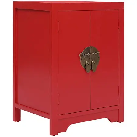 vidaXL Mesita de noche madera de Paulownia rojo 38x28x52cm Estilo asiático - 1