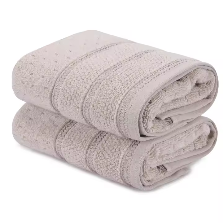 Wellhome Juego de Toallas 2 Piezas Micro-algodón Marrón Claro 50 X 90 Cm - Suave y Absorbente - 1