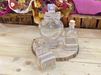 Set de 4 piezas para Ritual de la arena - Jarrones en forma de corazón con lazo de arpillera, rodaja de madera, jarrones de cristal - regalos para bodas - details 3