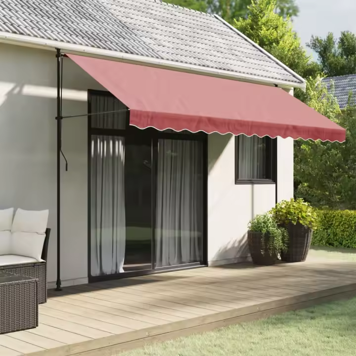 vidaXL Tela de cenefa de toldo de repuesto rayas burdeos 4 m - 1