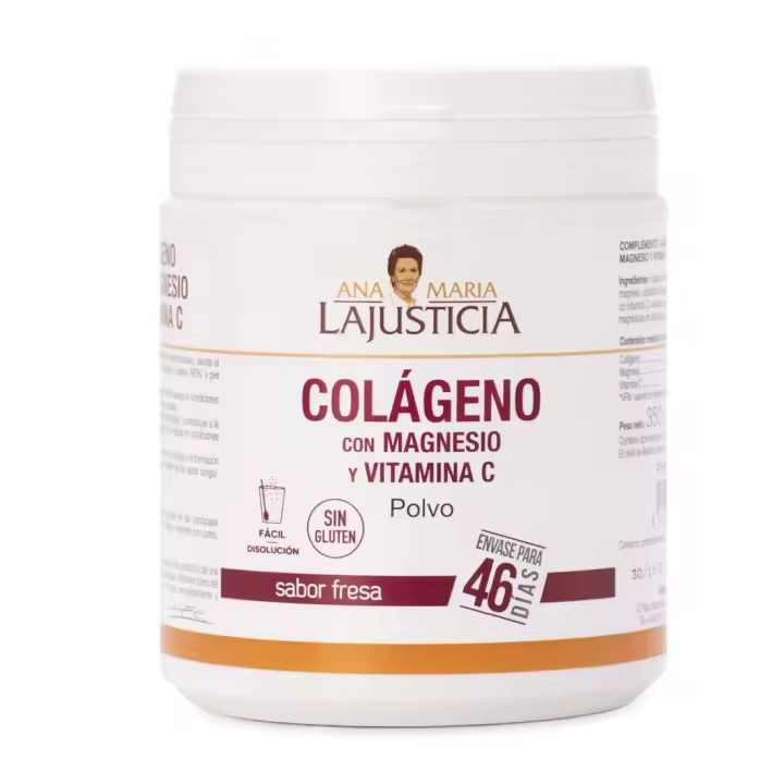 ANA MARIA LAJUSTICIA Colágeno con Magnesio y Vitamina C Sabor Fresa (350 gr) - Suplemento para la Salud de Huesos y Articulaciones - 1