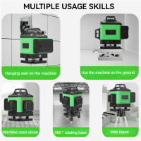 Nivel Láser 4D 16 Líneas Autonivelante ±3°  200ft Range Precisión ±1/9 Pulgadas, USB Recargable, Alcance 200 Pies con Receptor, IP54 Antipolvo/Agua para Construcción ﻿ - details 7