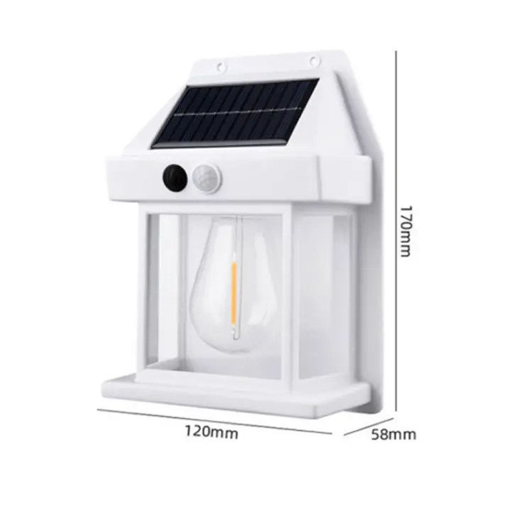 Luz solar de pared para exteriores, sensor de movimiento de salida y Puesta del Sol, Luz de pared de tungsteno, Luz Nocturna para patio, Luz LED de pared exterior, Tres Modos de iluminación, luz de seuridad para Porche frontal exterior, decoración de par - 1