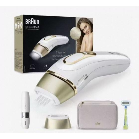 Braun Silk·expert Pro 5 PL5052 - Depiladora IPL Unisex para Depilación Permanente en Casa, Incluye Cabezal Estándar, Maquinilla Venus, Funda Blanda y Recortadora Facial FS1000, Producto Europeo con Garantía Oficial.