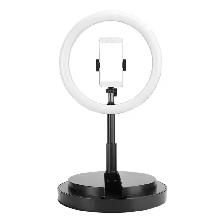 Anillo aro de luz Live Beauty ⋆ RGB LED multicolor ⋆ Diámetro 26 cm ⋆ Base negra ⋆ Altura ajustable hasta 168 cm ⋆ Ideal para maquillaje, streaming o fotos ⋆ Envío desde España - 1