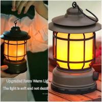 El interior de camping recargable, Lámpara decorativa de Mesa con forma de llama, Luz LED de 2 Modos with Gancho, Estilo Vintage regulable, portátil, impermeable, para uso en interiores. - details 1