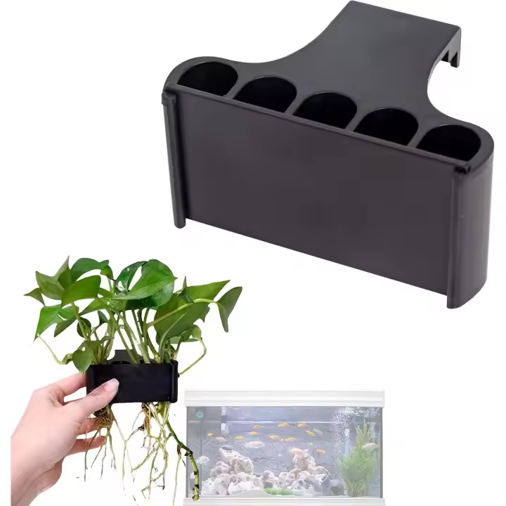 Soporte de planta de acuario macetas-Soporte de planta colgante con gancho para tanque de piezas en vivo accesorio de acuario decoraciones de jardín acuático - 1
