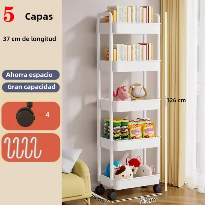 Carro De Almacenamiento Móvil Multifunctional Para Cocina With RuedasOrganizador De Hogar Estante De Libros De Multiple Capacidad Accesorios Para El Hogar - 1