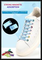 1 Pares De Laces De Zapatillas Sin Nudo Magnéticos Elásticos Planos Instalación Simple Botón Metálico Para Zapatos Y Mocasines - details 0