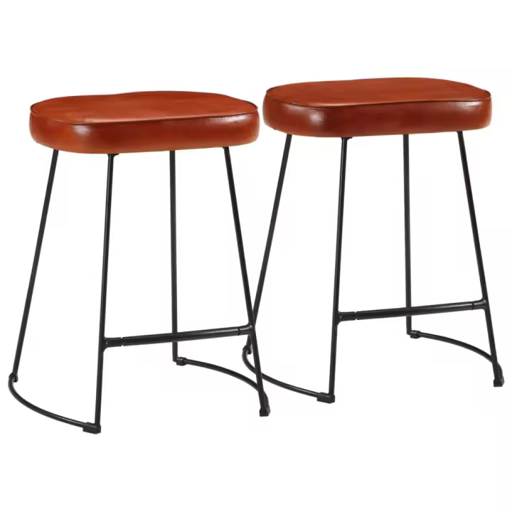vidaXL Taburetes de bar 2 uds 40x29,5x53 cm en color Marrón oscuro/Marrón | cómodas modernas ergonómicas para comedor cocina salón hogar - 1