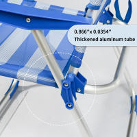 Silla Plegable Playa a Rayas, Silla Portátil Ligera Estructura de Acero Resistente, Silla de Moda para Piscina Camping Jardín, Sillón Resistente con Reposabrazos, Silla de Playa Alta Plegable Color Puro 52.5*56*39cm - details 1