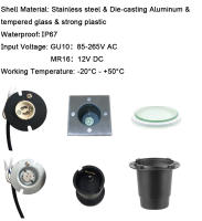 Lámpara Subterránea LED GU10/Mr16 Para Jardín Y Caminos IP65 Protección Completa Foco De Piso Redondo/Cuadrado Fuente De Luz Exterior - details 1