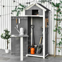 Armaria de Jardín with Puertas y Techo, Caseta de Madera para artículos de seguridad, Gris, 78x52,5x182cm, ideal para guardarse cosas en El Jardín y Mesa plegable - details 1