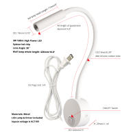 Lámpara De Pared 3W Ajustable En Color Negro Plata Y Blanco Para Lectura Y Trabajo Iluminación No Dimmable Fuente De Alimentación AC 220V 90-260V - details 15