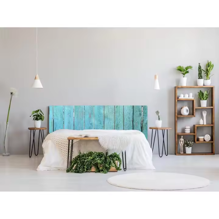 Oedim Cabecero Cama PVC  Impresión Digital sin Relieve Madera Azul 150x60cm | Disponible en Varias Medidas | Cabecero Ligero, Elegante, Resistente y Económico - 1