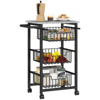 HOMCOM Carrito de Cocina Carrito Verdulero para Cocina con Cestas Deslizables y Marco de Acero Carrito Auxiliar con Ruedas para Comedor - details 0