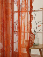Cortinas De Encaje Naranja De 78 Pulgadas Con Espejo Redondo Para Sala De Estar Dormitorio Balcones Decoración De Hogar Y Fiestas - details 6