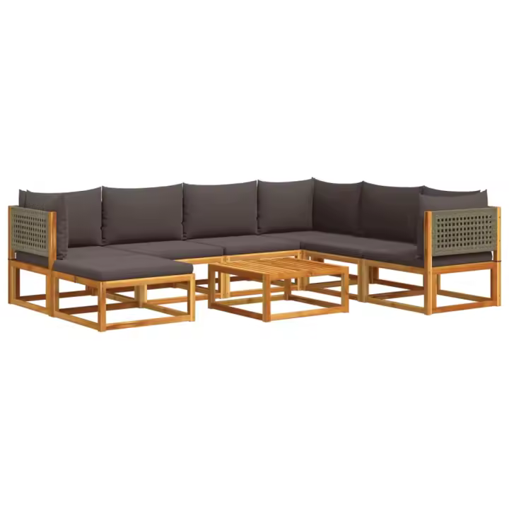 vidaXL Set de sofás de jardín con cojines 8 pzas madera maciza acacia - 1