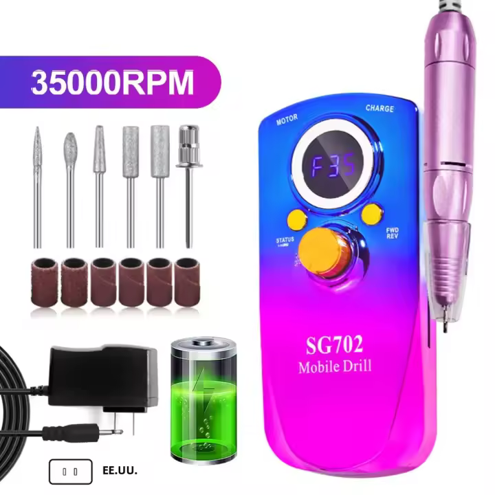 Máquina De Uñas Recargable Eléctrica Con Conexión USB Set De Perforación De Uñas Y Pelacolores Bajo Ruido Herramienta De Manicura - 1