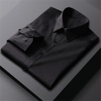 Camisa De Encaje Francesa Para Hombre 2024 Cuello Cuadrado Manga Larga Estilo Casual Botones Color Sólido Talla Regular Ropa De Marca - details 3