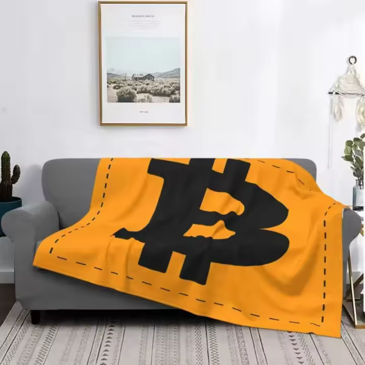 Manta De Terciopelo Bitcoin Impresión Moneda Criptomoneda Btc Blockchain Transpirable Super Suave Para Sofá Coche Camas Adultos Estilo Americano - 1