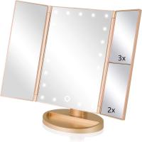 Espejo de maquillaje de vanidad iluminado de 3 pligues, aumento de 1X/2X/3X, Espejo de Mesa Brilliant de 21 LED with Pantalla tacthil, rotación ajustable de 180 - details 2