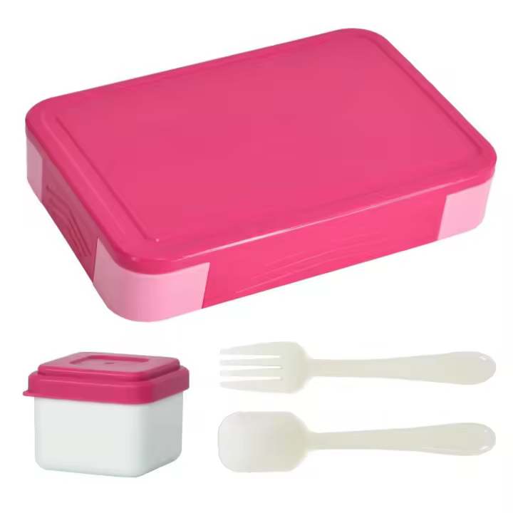 Fiambrera Infantil con 6 Compartimentos, Caja de Almuerzo a Prueba de Fugas Sin BPA, Caja Bento para Niños, Lunch Box Jardín de Infantes, Escuela (Rosa) - 1