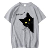 Camiseta De Gato Negro Divertida Para Hombre Verano Callejero Alto Calidad Algodón Suelto Camiseta De Manga Corta Estilo Casual - details 7