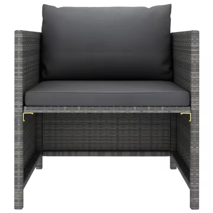 vidaXL Sofá de jardín con cojines ratán sintético Gris, Negro, Conjunto Terraza Muebles Jardín Exterior Juego de Muebles de jardín Mueble Jardín Exterior Muebles de Salon Exterior - 1