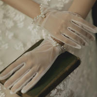 Guantes De Boda Elegantes Para Novia Con Lazo Accesorios De Boda Para Damas Guantes De Noche Formales De Encaje Rayón Talla Única - details 20