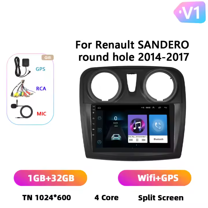 Podofo Radio de coche Android 2 Din para Renault Sandero 2014 2015 2016 2017 Carplay 8+128GB AI Voice WIFI+4G DSP GPS Navegación Multimedia Reproductor de Video - 1