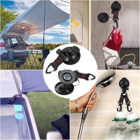 Paquete de 4 anclajes de ventosa de servicio pesado con anillo en D, anclaje de ventosa de coche con gancho de fijación, para tiendas de campaña laterales de coche-accesorio para el hogar, viaje-negro, 17*8cm - details 3